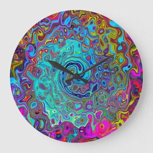 Trippy Sky Blue Abstract Retro Liquid Swirl Grote Klok (Voorkant)