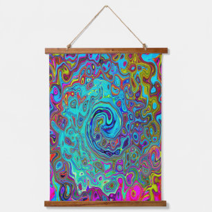 Trippy Sky Blue Abstract Retro Liquid Swirl Hangend Wandkleed