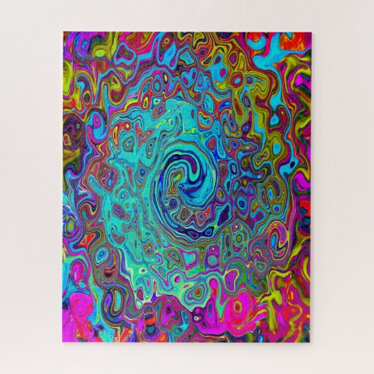 Trippy Sky Blue Abstract Retro Liquid Swirl Legpuzzel (Verticaal)