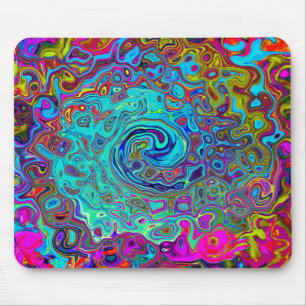 Trippy Sky Blue Abstract Retro Liquid Swirl Muismat