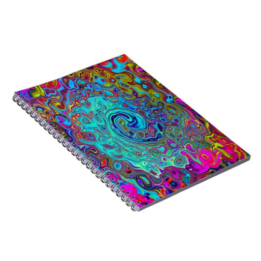 Trippy Sky Blue Abstract Retro Liquid Swirl Notitieboek (Rechterzijde)