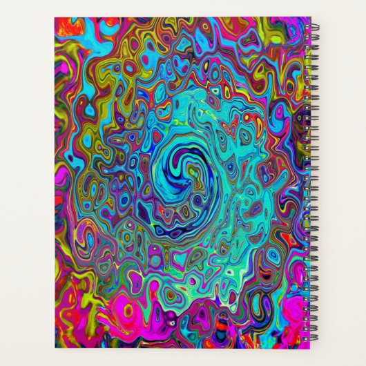 Trippy Sky Blue Abstract Retro Liquid Swirl Planner (Achterkant)