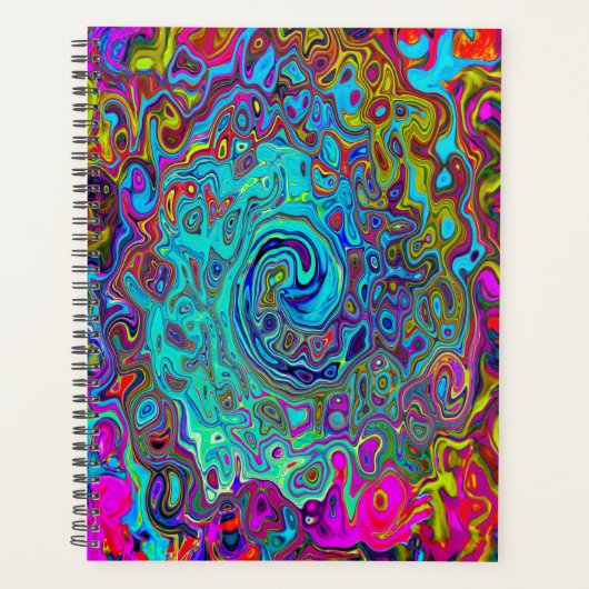 Trippy Sky Blue Abstract Retro Liquid Swirl Planner (Voorkant)