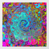 Trippy Sky Blue Abstract Retro Liquid Swirl Raamsticker (Vel)