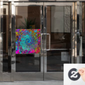 Trippy Sky Blue Abstract Retro Liquid Swirl Raamsticker (Kantoordeur)