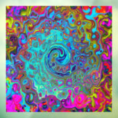 Trippy Sky Blue Abstract Retro Liquid Swirl Raamsticker (Vel 3)