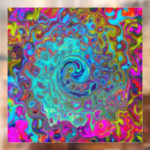 Trippy Sky Blue Abstract Retro Liquid Swirl Raamsticker (Vel 2)