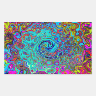Trippy Sky Blue Abstract Retro Liquid Swirl Rechthoekige Sticker