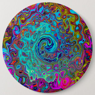 Trippy Sky Blue Abstract Retro Liquid Swirl Ronde Button 6,0 Cm