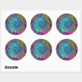 Trippy Sky Blue Abstract Retro Liquid Swirl Ronde Sticker (Vel)