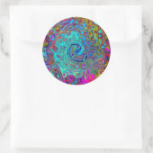 Trippy Sky Blue Abstract Retro Liquid Swirl Ronde Sticker (Tas)