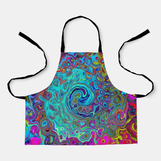 Trippy Sky Blue Abstract Retro Liquid Swirl Schort (Voorkant)