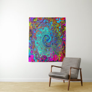 Trippy Sky Blue Abstract Retro Liquid Swirl Wandkleed