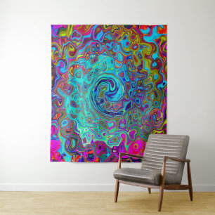 Trippy Sky Blue Abstract Retro Liquid Swirl Wandkleed