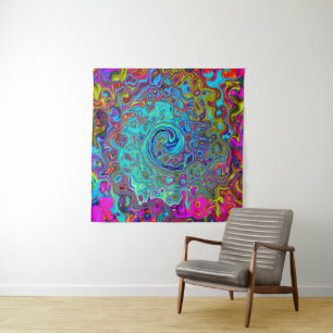 Trippy Sky Blue Abstract Retro Liquid Swirl Wandkleed