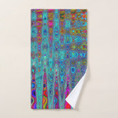 Trippy Sky Blue Abstracte Retro Atomic Waves Bad Handdoek (Handdoek)