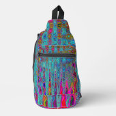 Trippy Sky Blue Abstracte Retro Atomic Waves Sling Bag (Voorkant)