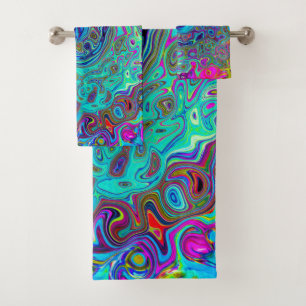 Trippy Sky Blue Abstrait Retro Liquid Swirl
