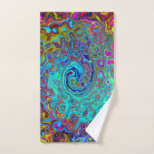 Trippy Sky Blue Abstrait Retro Liquid Swirl (Serviette à main)