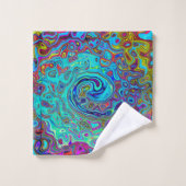 Trippy Sky Blue Abstrait Retro Liquid Swirl (Gant de toilette)