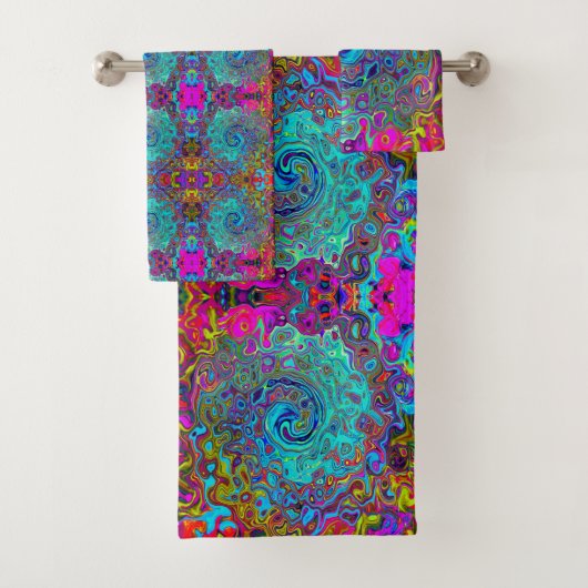 Trippy Sky Blue Abstrait Retro Liquid Swirl (En situation)