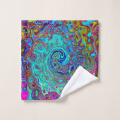 Trippy Sky Blue Abstrait Retro Liquid Swirl (Gant de toilette)