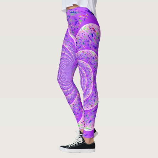 Trippy Spiral Paarse Leggings (Links)