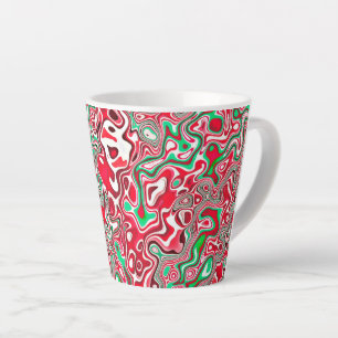 Trippy Squiggly Funky Maximalistische Kerst Strepe Latte Mok