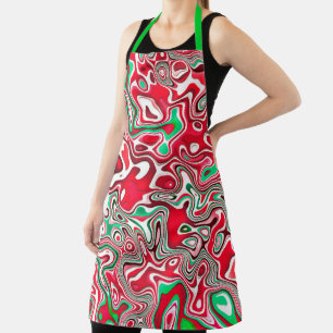 Trippy Squiggly Funky Maximalistische Kerst Strepe Schort