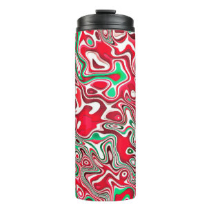 Trippy Squiggly Funky Maximalistische Kerst Strepe Thermosbeker