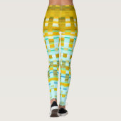 Trippy Strepen Geel en Blauw Psychedelisch Patroon Leggings (Achterkant)
