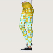 Trippy Strepen Geel en Blauw Psychedelisch Patroon Leggings (Links)