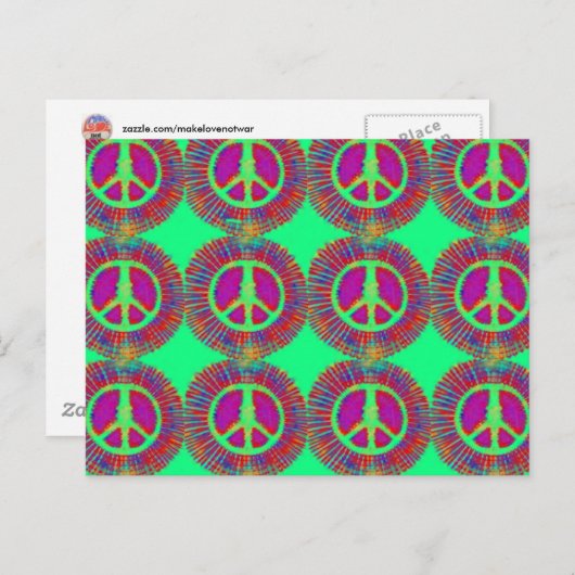 Trippy Stropdas-Dye Psychedelic Peace Sign Briefkaart (Voorkant / Achterkant)