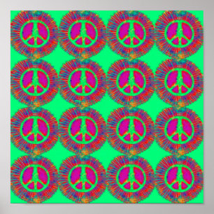 Trippy Stropdas-Dye Psychedelic Peace Sign Poster