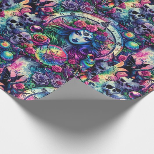 Trippy stropdas kleurstof Halloween heks godin cad Cadeaupapier (Hoek)