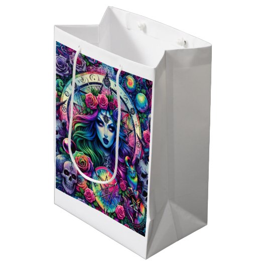 Trippy stropdas kleurstof Halloween heks godin cad Medium Cadeauzakje (Voorkant Gekanteld)