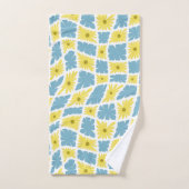 Trippy super Wavy 60s Flower Checks Jaune Bleu (Serviette à main)