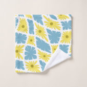 Trippy super Wavy 60s Flower Checks Jaune Bleu (Gant de toilette)