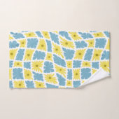 Trippy super Wavy 60s Flower Checks Jaune Bleu (Serviette à main)