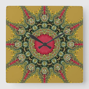 Trippy Time Fractal Lace Groovy Mandala Vierkante Klok