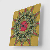 Trippy Time Fractal Lace Groovy Mandala Vierkante Klok (Hoek)