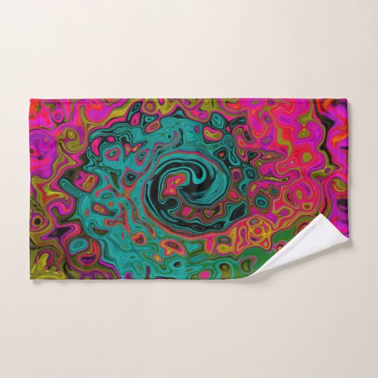 Trippy Turquoise Abstract Retro Liquid Swirl Bad Handdoek (Handdoek)