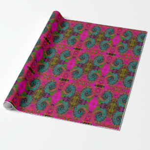 Trippy Turquoise Abstract Retro Liquid Swirl Cadeaupapier