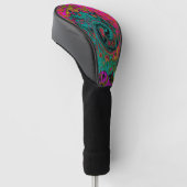 Trippy Turquoise Abstract Retro Liquid Swirl Golfheadcover (Schuin)