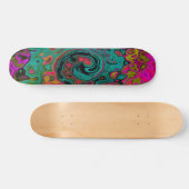 Trippy Turquoise Abstract Retro Liquid Swirl Skateboard (Horizontaal)