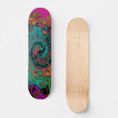 Trippy Turquoise Abstract Retro Liquid Swirl Skateboard (Voorkant)