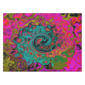 Trippy Turquoise Abstract Retro Liquid Swirl Tafelkleed (Voorkant (Horizontaal))