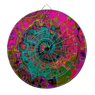 Trippy Turquoise Abstracte Retro Vloeibare Draaiko Dartbord