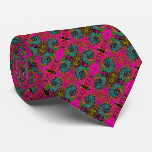 Trippy Turquoise Abstracte Retro Vloeibare Draaiko Stropdas