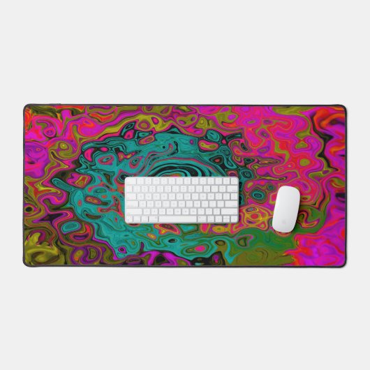 Trippy Turquoise Abstrait Retro Liquid Swirl (Clavier et souris)